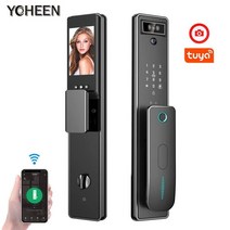 지문인식기 3D 생체 얼굴 인식 지문 스마트 잠금 무선 고양이 눈 화면 와이파이 Tuya 앱 카드 코드 전자, 02 6068 Round