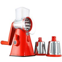 다기능 원형 3 In 1 수동 야채 커터 슬라이서 주방 가제트 감자 당근 치즈 주방 가제트, red Hand crank, 러시아