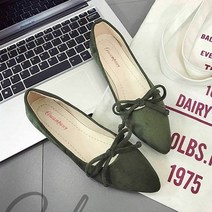 [KT알파쇼핑]리본 플랫 여자 스웨이드 단화 슈즈 데이트 나들이