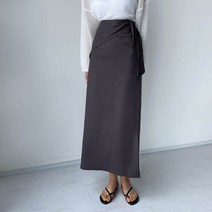 지니슬로우 여름 린넨 꼬임 랩 옆트임 롱 스커트
