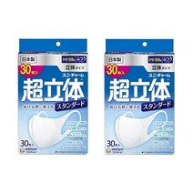 【2개 세트】 (일본제 PM2.5 대응)초입체 마스크 스탠다드 보통 사이즈 30장입(unicharm)