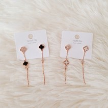 루이비쥬 크로바 드롭체인 은침 귀걸이