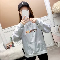 스타일아유 여성용 오버핏 레터링 venice 면혼방 후드 티셔츠[AYA8TS0269]