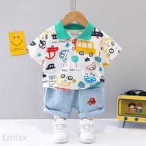 Emixx 아동 여름 소형 자동차 상하복 반팔 세트 - LGS 1100