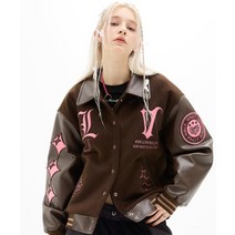 LUV IS TRUE DN STADIUM JACKET(BROWN)