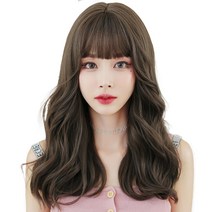 하이유니 그레이스 웨이브 펌 헤어 통가발 가발 52cm + 거치대 세트, 쿨브라운 / 52cm