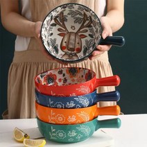 BLOWFISH FUGU 북유럽 캐릭터 손잡이 도자기 그릇 세트 라면 냉면 사용 홈식기 세트, 불곰+ 미록+방울토끼+긴귀토끼+알파카입니다