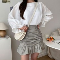 깔끔디자인 소매프릴 릴리 라운드 블라우스 여성복 심플