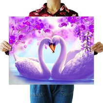 FASEN 액자 캔버스형 보석십자수 DIY 키트 40 x 50 cm, ZSH162.백조류의 총칭.