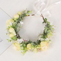 화관 꽃 셀프 웨딩, 고급 화관 H타입(옐로우)