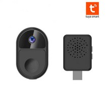 IoT Ai 인터폰 비디어폰 설치 교체 Corui-Tuya 와이파이 비디오 초인종 야외 무선 스마트 비주얼 도어 벨, 02 Black V8
