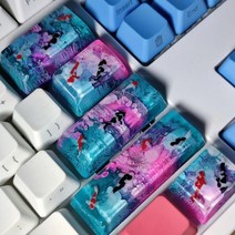 기계식키보드 수지 키 캡 게임용 키보드 고래 백라이트 키 캡 체리 mx 스위치 기계식 키보드 게임용 선물 잉어 키 캡, 2.25U 입력, 녹색