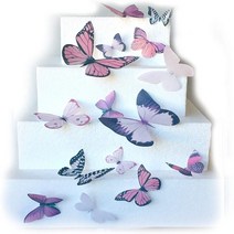 Pink Assorted Sizes Wafer Paper Butterflies for Decorating Desserts Cupcakes Wedding Cakes Pack of 1