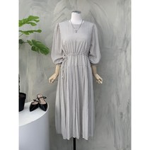 [행복여] 엔틱 럽 하트 나염 끈 조절 플리츠 주름 원피스