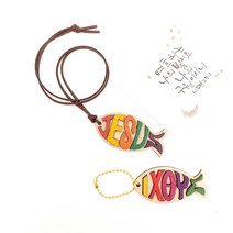 감나무아트 (5세트)물고기 익투스/지저스 목걸이 &열쇠고리 만들기 키트 교회학교 주일학교 2부순서 교회 diy 선물, 지저스목걸이