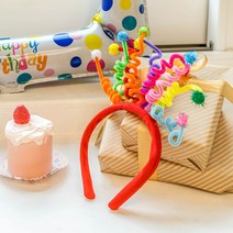 홈파티 헤어밴드 생일 축하 소품 스프링 꼬불 머리띠, 레드