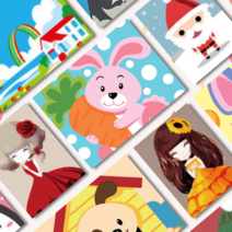 DIY 쉬운 명화 유화그리기 세트 51종 소형 20x20, A-012 아기북극곰