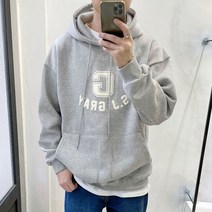 남자 오버핏 G로고 발포나염 프린팅 기모 후드티