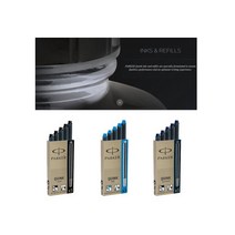 오스터-마이블렌드 파카 잉크 카트리지 리필 5개입 만년필용 병잉크, 군청(블루블랙)