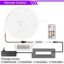 자석 부착형조명 RGBIC LED 네온 스트립 가정용 원격 블루투스 와이파이 투야 스마트 앱 IP67 방수 RGB 체이싱 장식 DC12V 96LED/M, [04] 4 m, [02] Remote Control