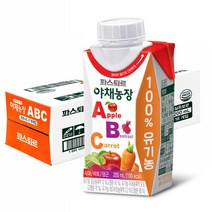 파스퇴르 100% 유기농 실온 야채농장 ABC 주스 200ml, 18개