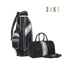 닥스골프 남성 경량 골프백 DKCB-028M /DKBB-028M 캐디백 보스턴백 세트, 사각패턴 블랙 세트