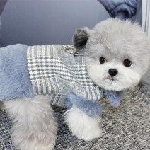 셀러허브 생활리빙 [펫 후크] 강아지옷 애견 체크무늬 퍼 무스탕자켓, XS