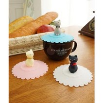 고양이 실리콘 컵뚜껑 예쁜 3가지 컬러의 고양이 컵뚜껑, 블루