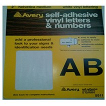 Avery 5911 2amp;quot; Helvetica Medium White Vinyl Lettering Self Adhesive Letters amp;amp; Num, 1, Letters amp;amp; Numbers, Sel