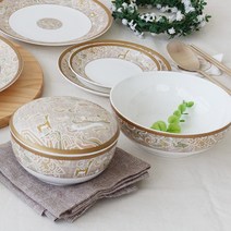 한국도자기 다온골드 예단 단반상기세트 6pcs, 예단포장 + 안성 민무늬수저