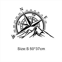 캠핑카악세서리 캠핑카용품 car hood sticker 나침반 산 스티커 large decal camper van pvc motorhome, 블랙1, 60cm