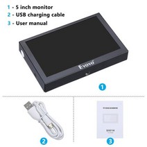 모니터VAEyoyo 8 인치 미니 LCD 모니터 두 번째 화면 1024x768 휴대용 디스플레이 VAG/AV/BNC/HDMI 입력, 01 Only a Monitor