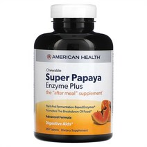 츄어블 슈퍼 파파야 엔자임 플러스 소화효소 360 타블렛 American Health, 360정, 1개