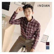 인디안 INDIAN 블루 레드 포인트 중체크 긴팔 셔츠_MITNLWF8201