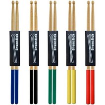 일본직구 cobalt planet 5 쌍 드럼 스틱 미끄럼 방지 고무 그립 나무 드럼, 내츄럴 5 컬러 그립