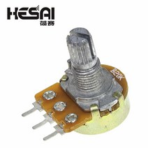 10pcs wh148 선형 전위차계 너트와 와셔가 있는 15mm 샤프트 3pin wh148 b1k b2k b5k b10k b20k b50k b100k b250k b500k, 20k 옴