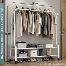 건조대 가정용 의류 접이식 심플 옷 거치 스탠드 옷걸이 실내 거실 더블봉, Q.125cm-[존중형]화이트투바+투캡후크