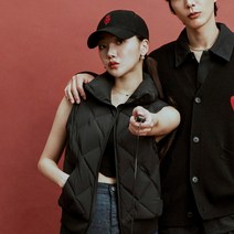 여성 하트 패딩 조끼 NY Black