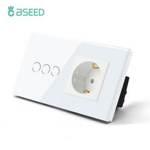 스위치봇 BSEED 1 2 3 갱 터치 스위치 센서 1Way 유리 패널 벽 소켓 EU 표준 백라이트 10A 화이트, 3G Switch Socekt