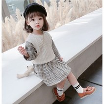 예지 베스트 체크 치마세트 여아 아동 키즈 유아 가을 상하복 상하세트 치마세트 여자아이옷 스쿨룩 어린이집룩 자매룩 등원룩