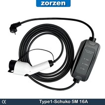 가정용 전기차 충전기 휴대용 ev j1772 eu 플러그 schuko 16a 3.5kw 5m for phev amp 유럽에서 한국의 type1 소켓이 있는 전기 자동차, 유형 1