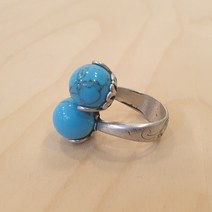 더블 터키석 반지 프리사이즈 원석