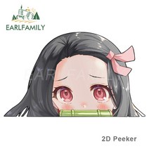 차량 스티커 EARLFAMILY-Nezuko Kamado Demon Slayer Peeker 빅 헤드 애니메이션 비닐 JDM 후면 윈드실드, 12 2D Peeker F_01 13cm