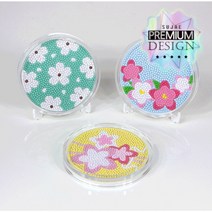 수재샵 [코스터 세트] 벚꽃코스터 6종 택1 (라운드 3D 가로 10cm 세로 10cm) 보석십자수, 벚꽃코스터 4
