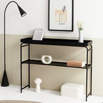 플러스 2단 콘솔 슬림 철제 수납장 사이드 테이블 거실 미니 선반장 인테리어콘솔, 01.2단콘솔(NST052)