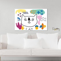 작업실 고양이 일러스트 그림 코찡이_흑백/칼라 인테리어 홈데코 인테리어그림 집들이선물 고양이그림