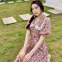 밴딩원피스 플라워 작은 리시안시스 스윗 CHIC 부드러운 왜소 키커 보이는 2920308045