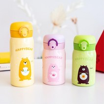행복한곰돌이 새지않는 파스텔 보온물병 텀블러 물통 어린이집 둥굴레차, 핑크