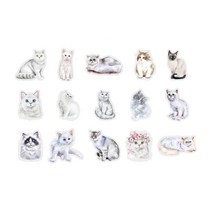 PET 야옹이 마을 고양이 동물 디자인 투명 스티커 일러스트 다꾸 데코 다이어리 꾸미기, 04 : 얼룩냥이