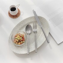스텐 무광 빈티지 커트러리 북유럽 클래식 디너 스푼 포크 나이프 버터칼, 라인 디너스푼